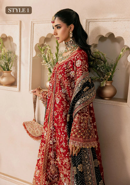 Shop red medium silk embroidered dress with masoori pants & silk dupatta. Features open front shirt with sharara or gharara—ideal for festive wear.