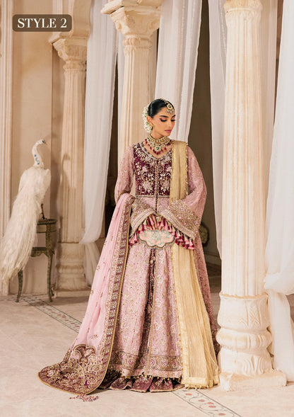 Shop pink chiffon embroidered dress with masoori pants & dupatta. Features kalidar with gharara or open front sharara—perfect for weddings & events.