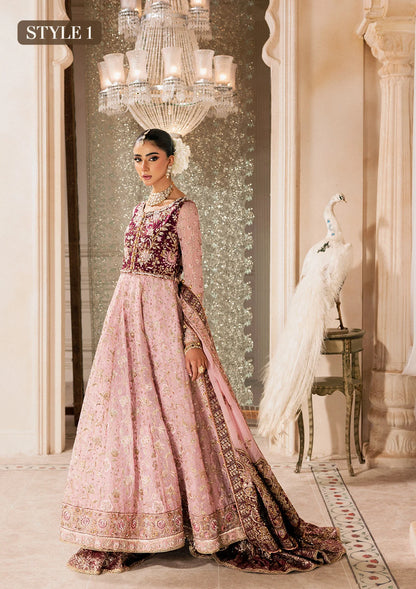 Shop pink chiffon embroidered dress with masoori pants & dupatta. Features kalidar with gharara or open front sharara—perfect for weddings & events.