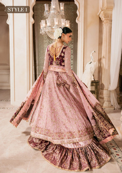 Shop pink chiffon embroidered dress with masoori pants & dupatta. Features kalidar with gharara or open front sharara—perfect for weddings & events.
