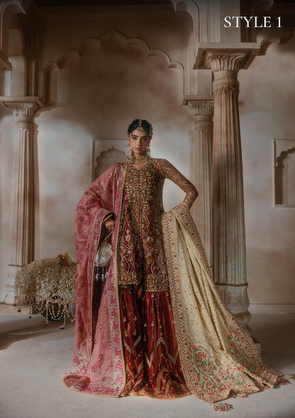 AIK Atelier Look B2603 Pakistani red wedding formal with zari dupatta