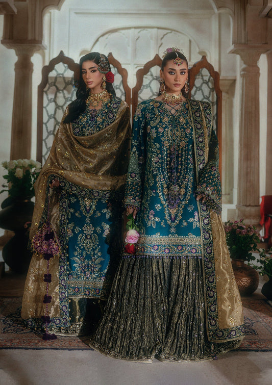 AIK Atelier Wedding Festive Look B2607 teal blue embroidered silk shirt