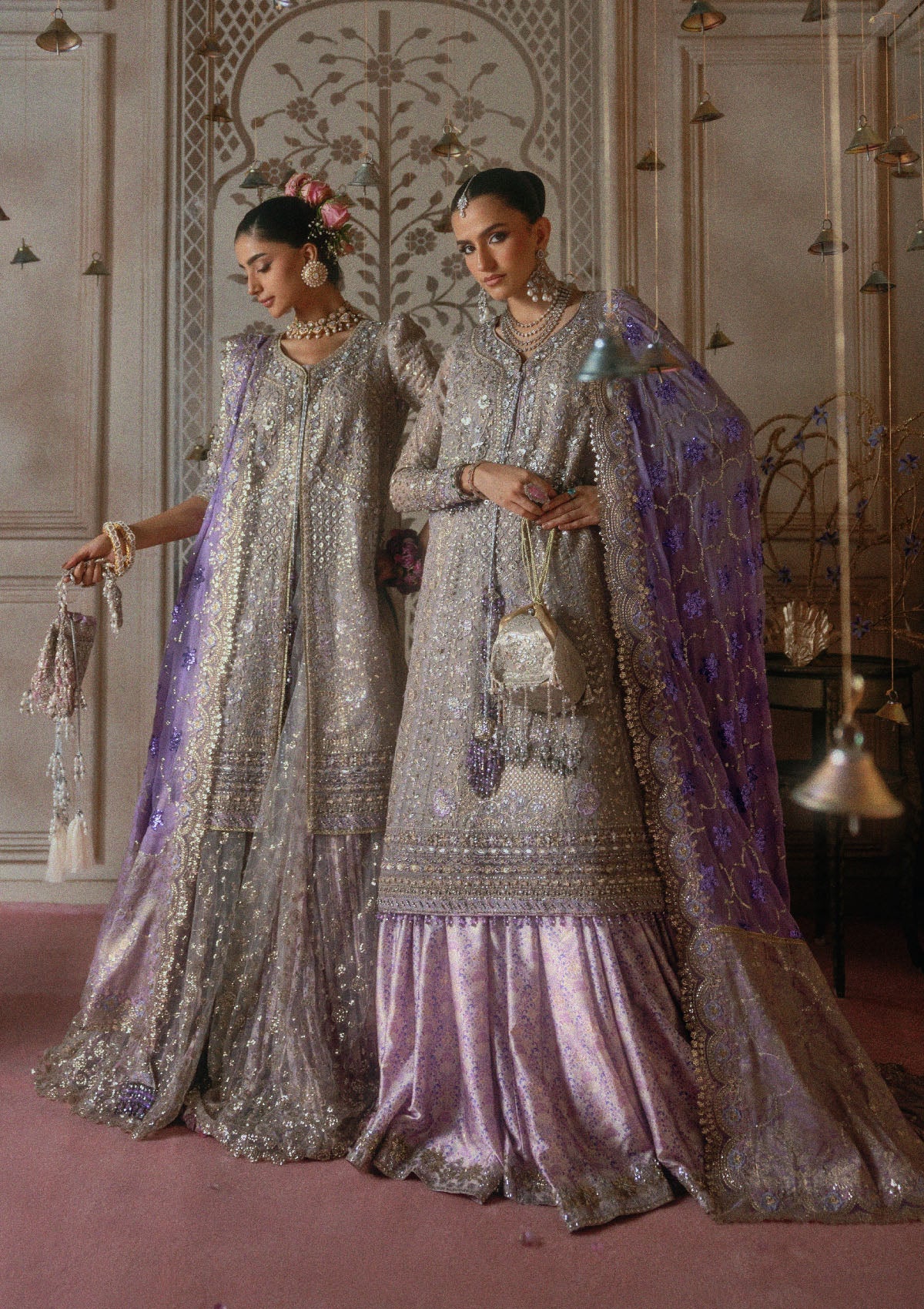 AIK Atelier Wedding Festive Look B2609 lilac embroidered zari net shirt