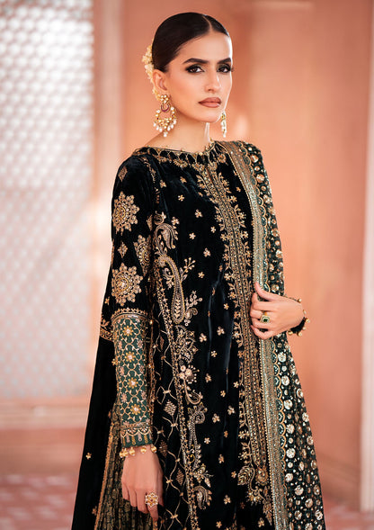 AIK Atelier Zardozi A2305 Pakistani velvet suit with chiffon dupatta