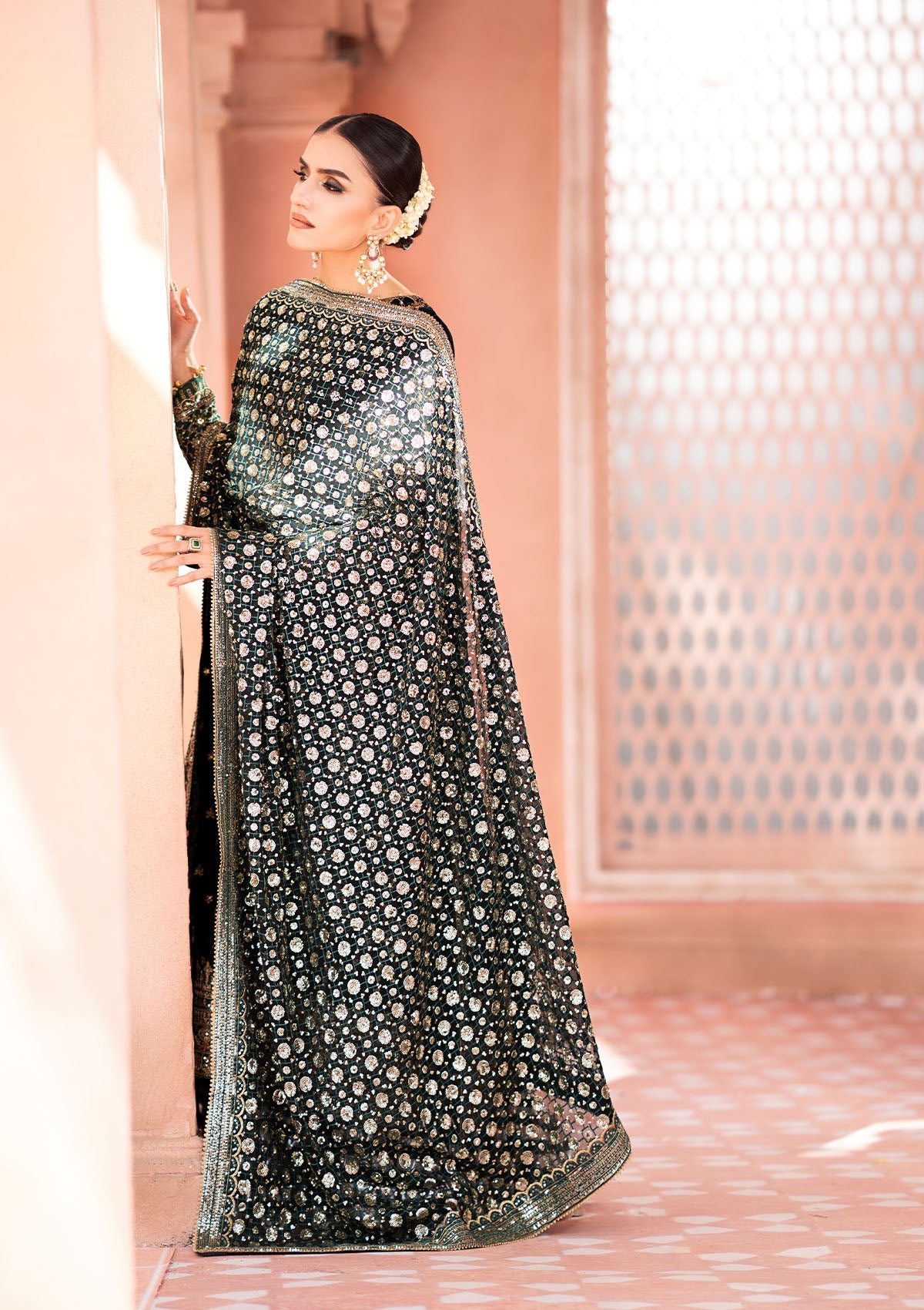 AIK Atelier Zardozi A2305 gold embroidery and sequin detail