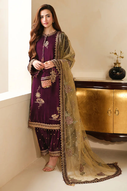 Shop JAZMIN Velvet Formal VF-2032 at Raz Ruya! Huge discounts on luxury Pakistani designer wear. Fast delivery to UK, USA & Canada. End-of-Year & New Year Sale!