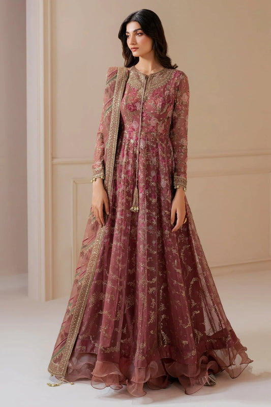 UC-3064 features embroidered chiffon panels and yoke, organza dupatta, and rawsilk bottom—perfect for graceful, high-end festive and formal occasions.