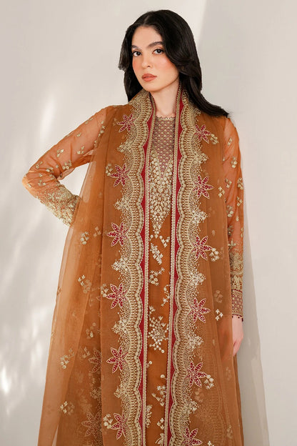 Chiffon and rawsilk elegance with intricate embroidery and organza dupatta. Ideal for formal wear and events. Make a bold style statement in UC-3077.