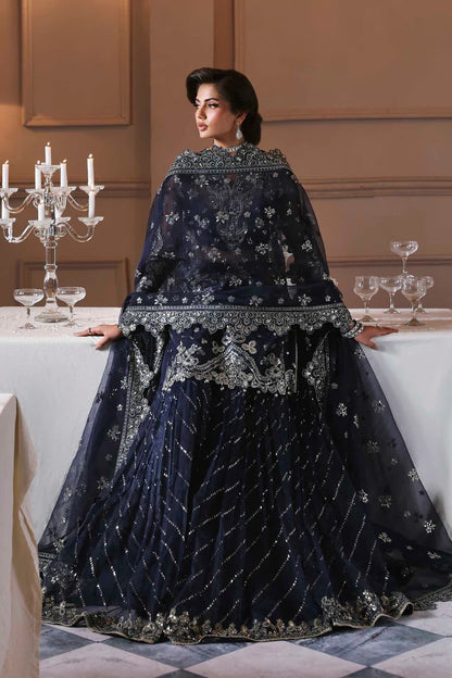 Elegant organza sharara outfit with embroidered front, back, sleeves & panels, paired with silk inner—crafted for a graceful and timeless look.