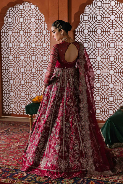 Graceful organza suit with embellished front panels, blouse, sleeves, dupatta & inner—crafted with fine embroidery for timeless elegance and charm.