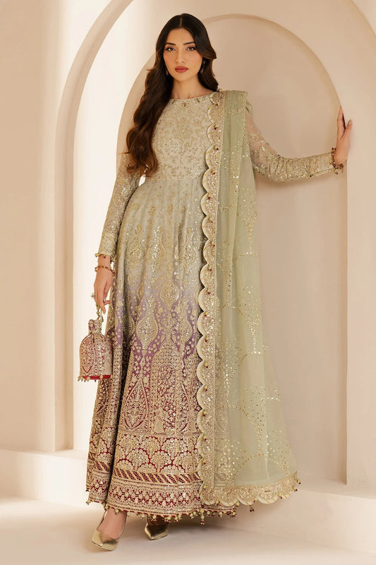WF'25-01 features embroidered chiffon, digital prints, and an elegant organza dupatta with rawsilk bottom. A perfect pick for formal or festive occasions.