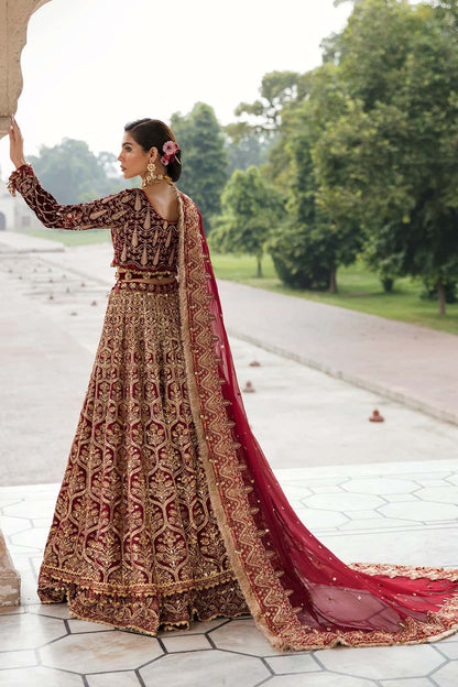 Opulent velvet and raw silk suit with embellished panels, rich embroidered borders, and a chiffon dupatta — perfect for festive elegance.