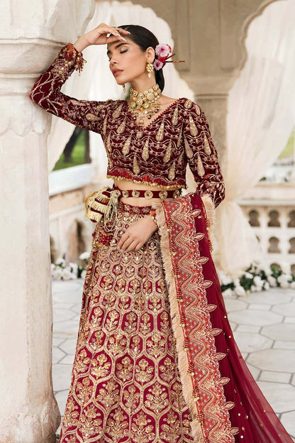 Opulent velvet and raw silk suit with embellished panels, rich embroidered borders, and a chiffon dupatta — perfect for festive elegance.