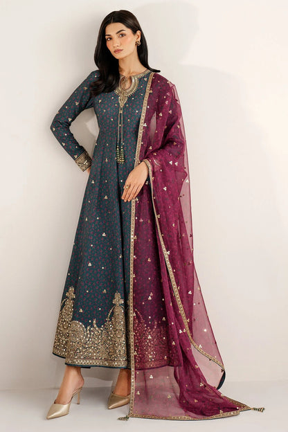Discover UR-7058: a premium embroidered raw silk suit with chiffon dupatta and elegant borders. Perfect for formal, festive, or party occasions. Shop now!