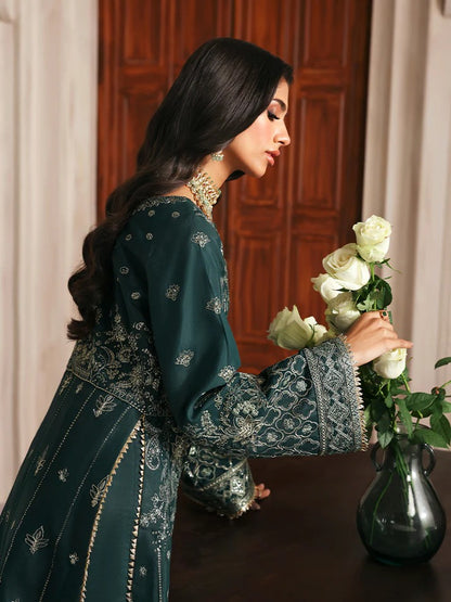Elevate your look with this embroidered and sequined raw silk ensemble featuring a detailed bodice, chiffon dupatta with organza border, and elegant sharara.