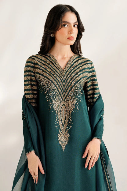UR-7056 features embroidered Korean rawsilk front, sleeves, and bottom with a check woven organza dupatta—crafted for elegant, formal occasions.