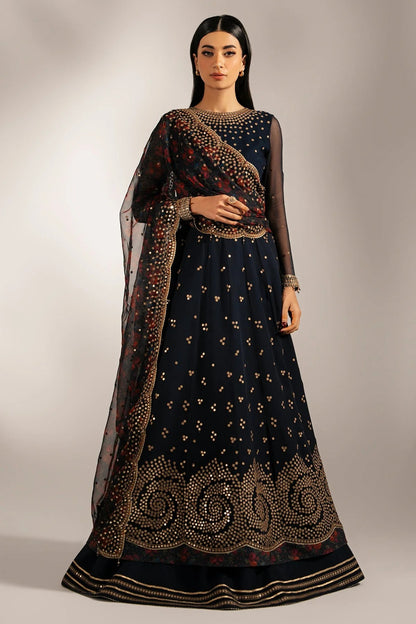 Intricately embroidered chiffon with digital print dupatta & rawsilk bottom—perfect for formal occasions. A luxurious look in every detail. Shop UC-3073 now!