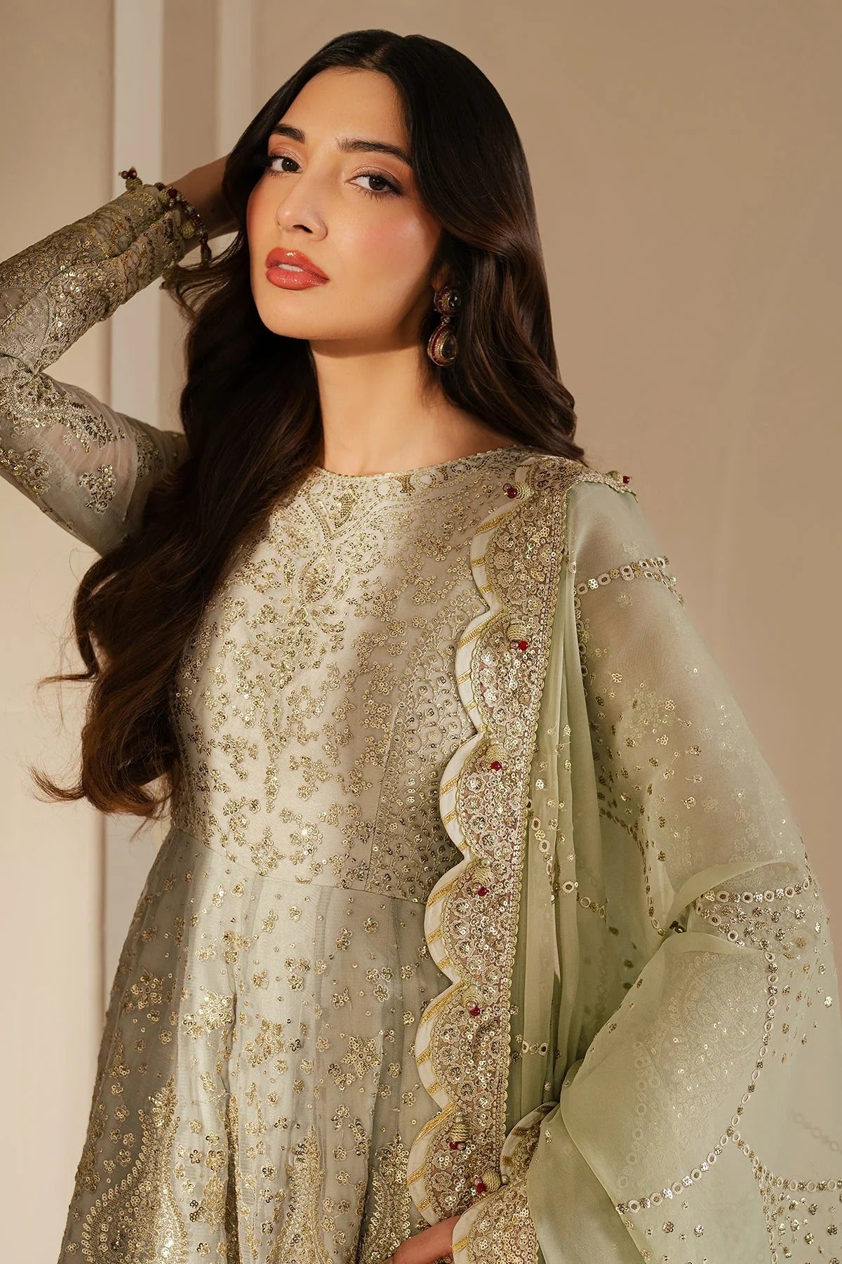 WF'25-01 features embroidered chiffon, digital prints, and an elegant organza dupatta with rawsilk bottom. A perfect pick for formal or festive occasions.