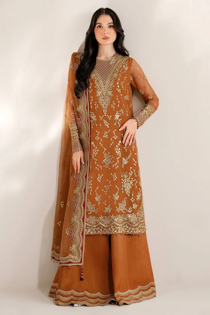 Chiffon and rawsilk elegance with intricate embroidery and organza dupatta. Ideal for formal wear and events. Make a bold style statement in UC-3077.